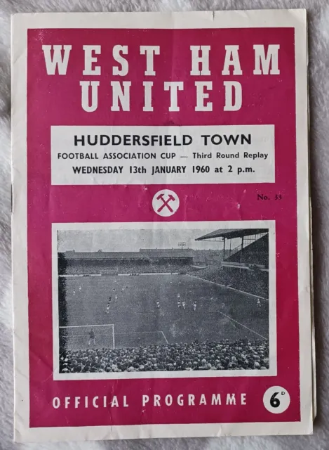 1959/60 WEST HAM UNITED v HUDDERSFIELD TOWN F.A.CUP 3RD ROUND REPLAY  13/01/1960