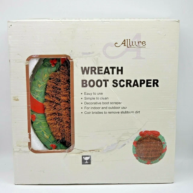 Allure Wreath Boot Scraper Shoe Holiday Brush Dirt Mud Remover Door Mat Cleaner