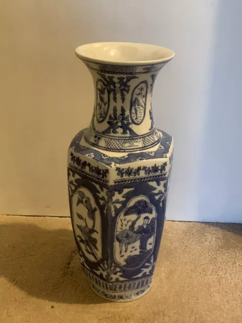 A Large Antique Chinese Blue And White Ceramic Vase, Height 45 Cm