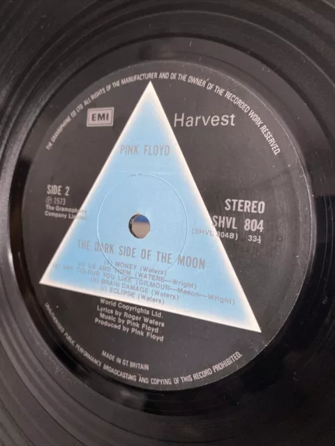 PINK FLOYD ~ DARK SIDE OF THE MOON **1973 UK 1st VINYL LP SOLID BLUE PRISM A2/B2 3