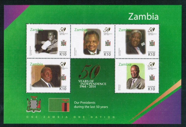D006 – Sambia – Mi. 1764-1768 (KB) – 50 Jahre Unabhängigkeit - postfrisch - **