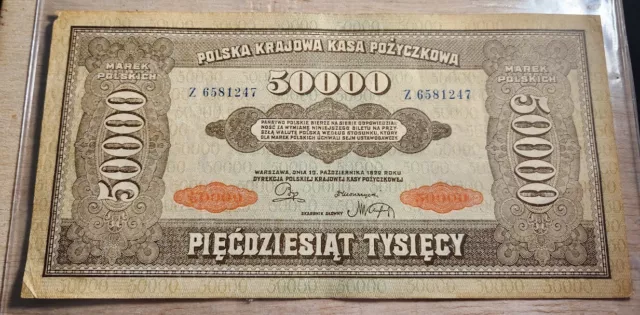 Very Nice Poland 50000 Marek 1922 Note Bill Banknote