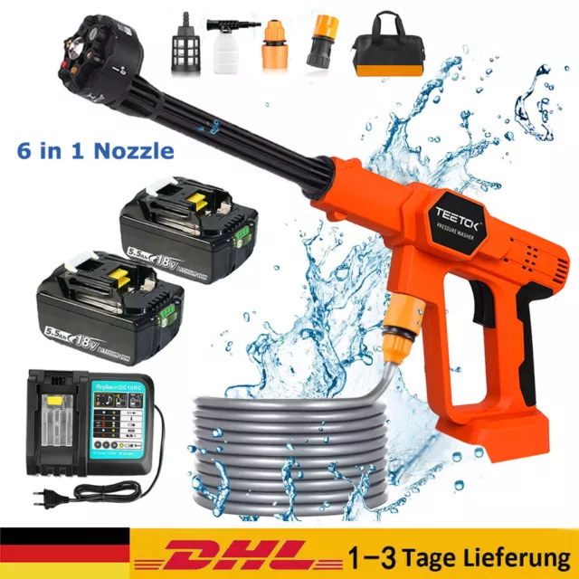 18V Akku Hochdruckreiniger Tragbar Spritzpistole Wasser für Makita Bürstenlo LED