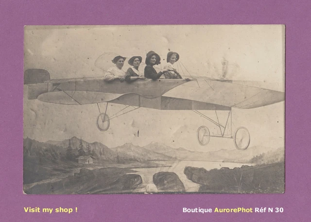 Carte Postale Ancienne Fête Foraine Paris - Avion Fly (vers 1919-1938) - Noir Et Blanc