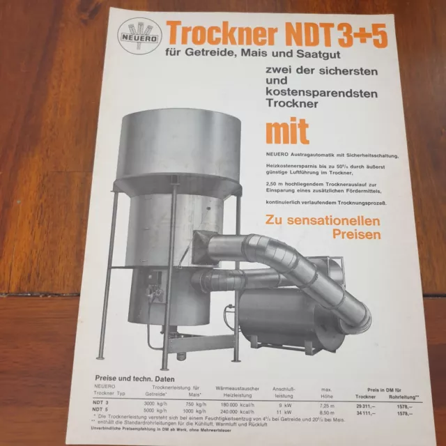 NEUERO Trockner NDT 3 1976 Schlepper Traktor Prospekt Landmaschine b