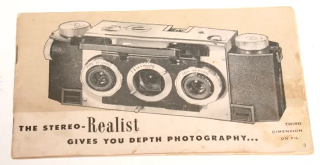 Stereo Realist Stereo Camera Manual-Early And Collectible!