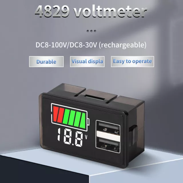 USB LED Digital Display Voltmeter Battery Charge Level Capacity Meter Indicator