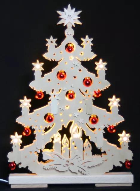 3D-Schwibbogen LED Tanne Tannenbaum mit Kugeln 44cm Erzgebirge Weihnachten Holz 2
