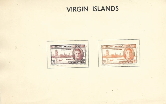 8/6/46 King George V1 Victory & Peace Mint Hinged Virgin Islands Stamps