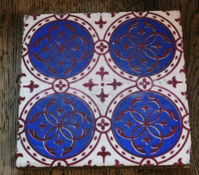 Minton Hollins Gothic Revival Pugin Esque Antique 6 Inch Tile