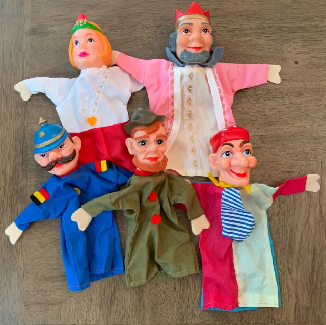 Vtg Punch And Judy Hand Puppets Mr Rogers Neighborhood Characters Set Lot