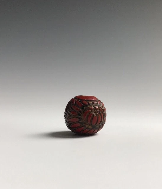 An Antique Japanese Meiji Era Lacquered Carved Collectable Ojime Bead