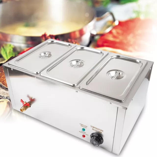 3x7L Buffetwärmer Warmhaltegerät Speisewärmer Bain Marie Edelstahl Wärmebehälter