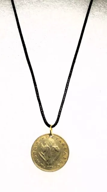 Coin Necklace/Pendant- Hungary  - 20 Forint - Iris flower - Uniq Gift