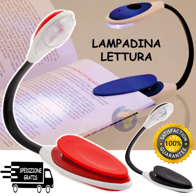 Clip LIBRO per LETTURA Lampadina LUCE Portatile Mini LIGHT Viaggio LED Book BUIO