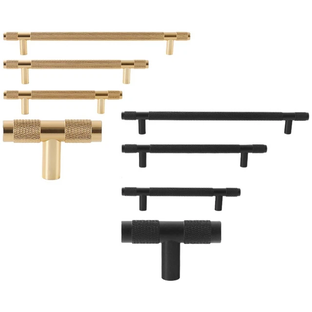 Black Kitchen Cabinet Door Drawer Cupboard Premium Knurled T-Bar Handle 96-192mm