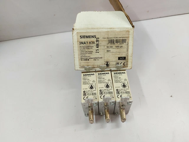 Siemens 3NA3830 Nh000 12Ka 100A Gg 500Vac Fuse