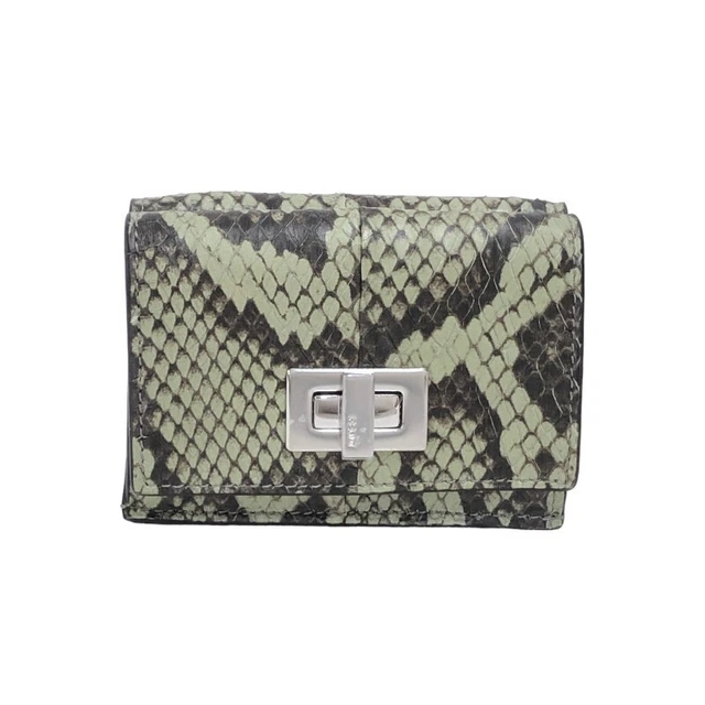 FENDI FENDI PEEKABOO Compact Wallet 8M0426 Green Python Tri Fold Wallet ...