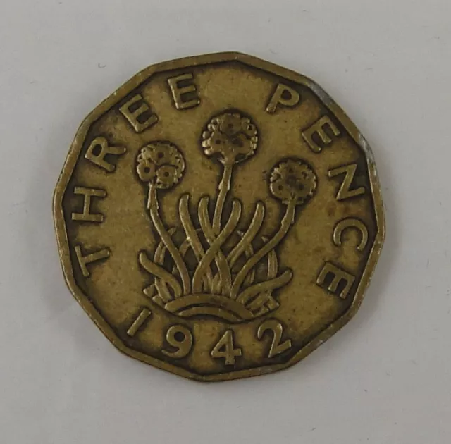 Great Britain Gb Uk Wwii 3 Pence Coin 1942