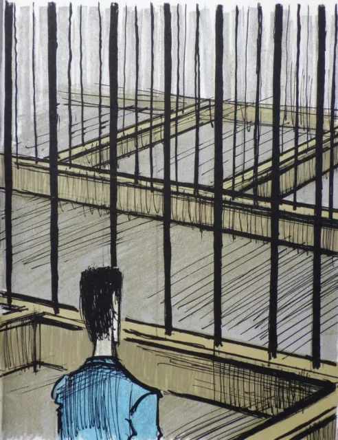 Bernard BUFFET :  La prison, LITHOGRAPHIE originale, MOURLOT, 1978