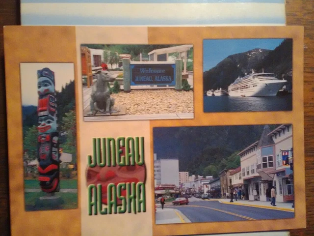 Vintage Post Card Aerial View Over Beautiful Juneau Alaska