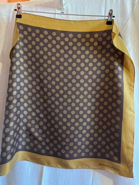 Foulard En Soie Vintage Richel Paris - Motif Calèches, Rouge Bleu Jaune Beige