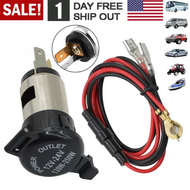 CAR BOAT TRACTOR Cigarette Lighter Power Socket Outlet Plug  Accessories+Line 12V $7.90 - PicClick