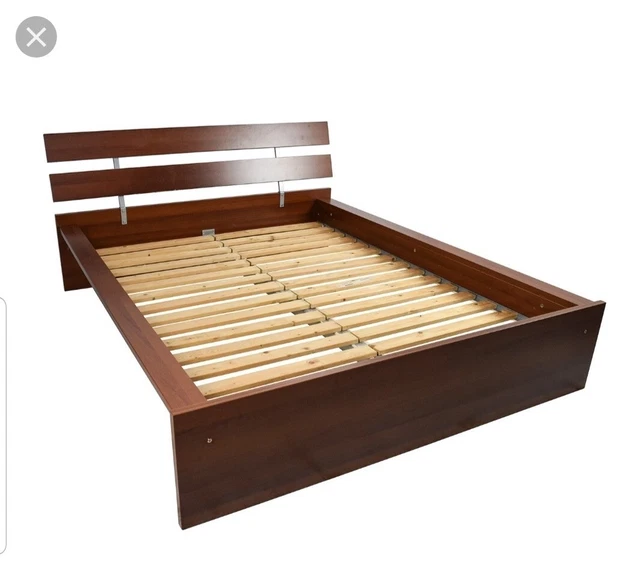 IKEA HOPEN DOUBLE Bed Frame 140x200 Mahogany Wood £10.00 PicClick UK