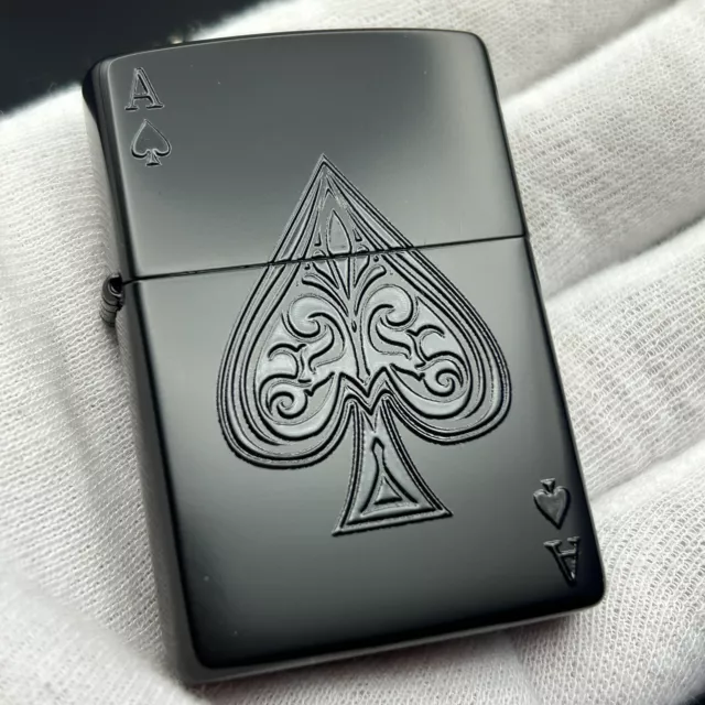 Zippo Oil Lighter Playing Cards Heart Black King Ace Regular Case Japan New