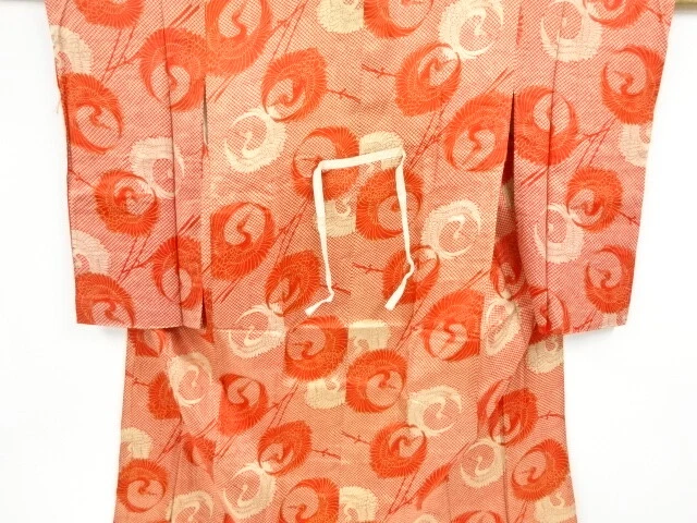 36623# Japanese Kimono / Antique Hitoe Juban / Cranes