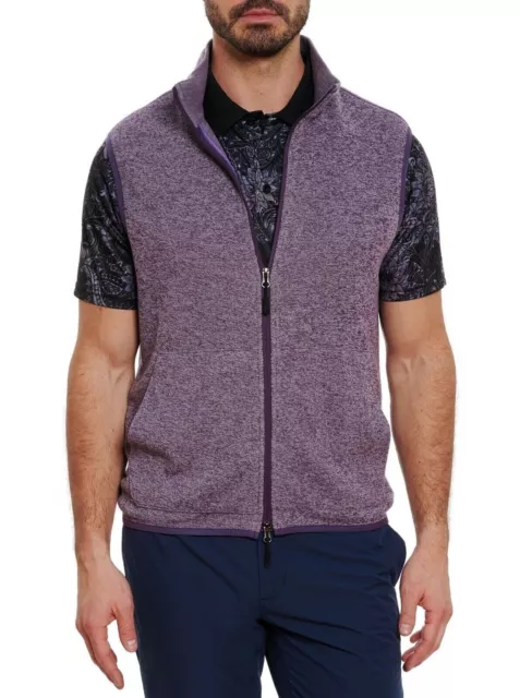 Robert Graham Vest Mens Medium Purple Classic Fit Klose Knit full zip MSRP $148