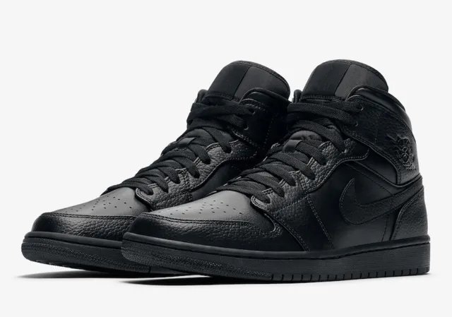 Nike Air Jordan 1 Mid Triple Black Zapatillas Zapatos 554724-091 47.5 48.5 Eeuu