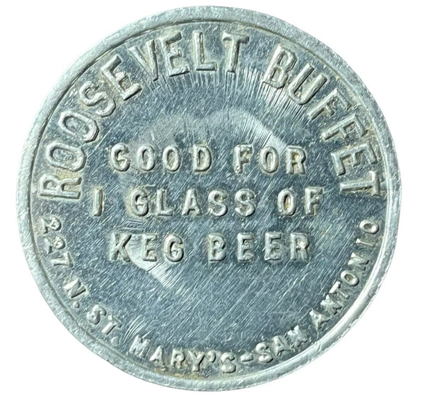 ROOSEVELT BUFFET BAR San Antonio Texas GOOD LUCK TOKEN TRADE 4 Leaf