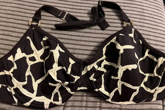 tara grinna Giraffe Print Swimsuit bikini top Brown/Gold 32-36DD Adjustible