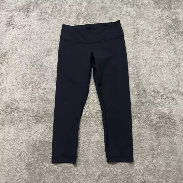 Lululemon Leggings Capri Pants Womens Black Size 6 Yoga Dance Athleisure Logo