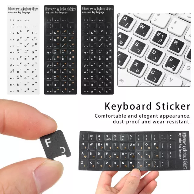 Desktop Computer Keyboard Stickers Alphabet Layout Hebrew Letter Label Sticker
