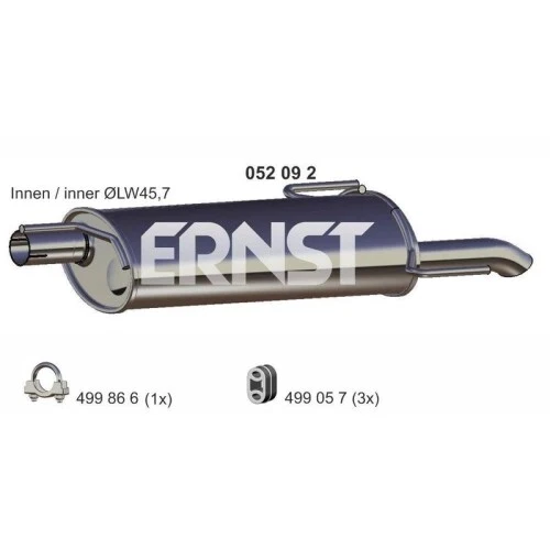 1 Silencieux arrière ERNST 052092 convient à OPEL GENERAL MOTORS