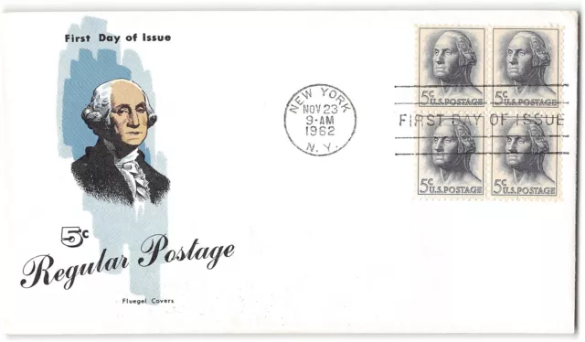 US #1213 FDC, 1962, Fluegel, block of 4