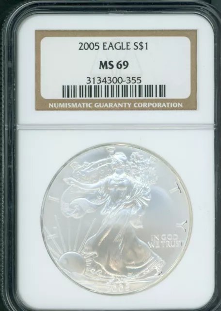 2005 American Silver Eagle ASE S$1 NGC MS69 MS-69 PQ+ BEAUTIFUL