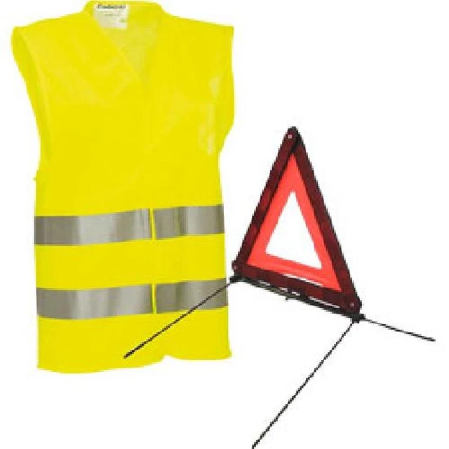 Kit De Sécurité Auto CORA - Triangle De Signalisation + Gilet Haute Visibilité | Homologué, à Garder Dans La Voiture