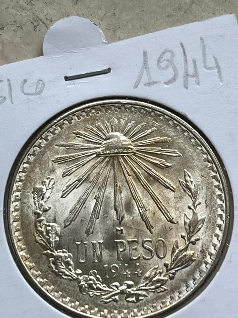 MESSICO MEXICO  1 UN  PESO 1944 SILVER COIN  Mexican  Eagle  PESOS MEXICANOS