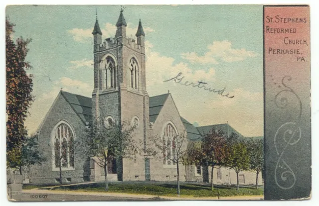 Perkasie PA St. Stephens Reformed Church 1910s Postcard Pennsylvania
