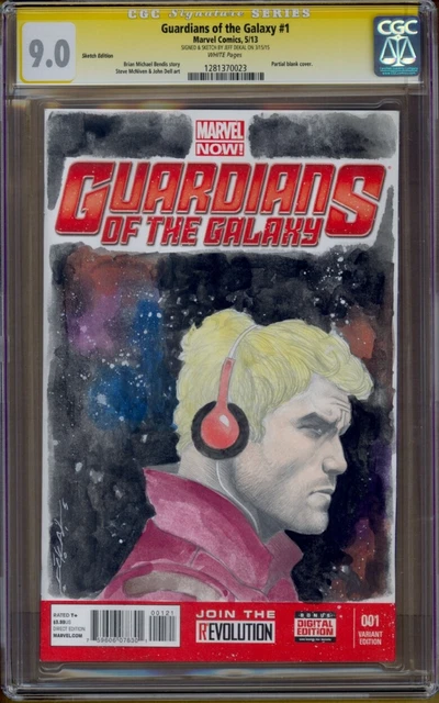 Guardians of the Galaxy #1 CGC 9.0 Original Peter Quill Sketch by Jeff Dekal