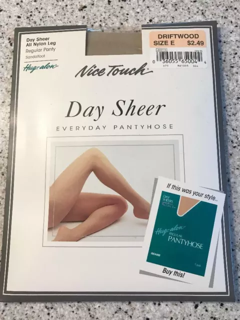 NICE TOUCH DAY SHEER PANTYHOSE All Nylon Leg SIZE E Driftwood Buying 3 Pair NEW