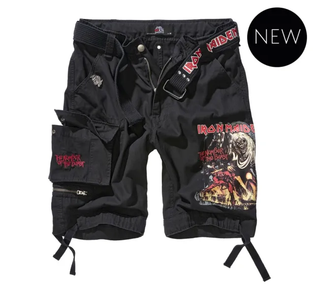 Iron Maiden Pantalones Cortos Bermudas Hombre Cargo Savage Black Edition