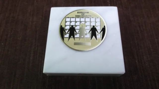 employee of the month paperweight marble award metal insert personalized