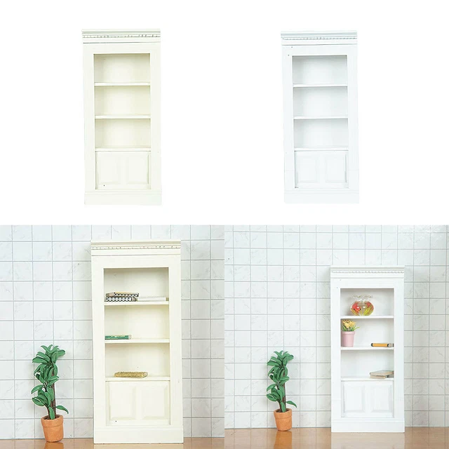 Miniature Dollhouse Display Cabinet 1/12 Scale Bookshelf for Bedroom DIY