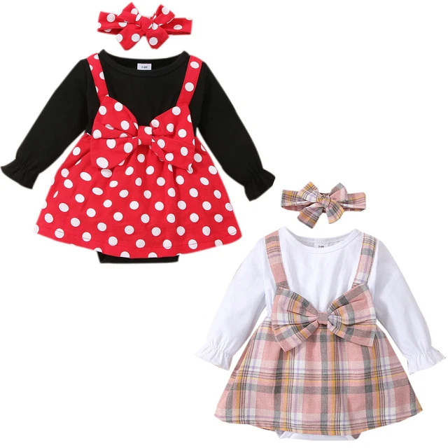 Sospensione finta due pezzi abito per bambine + set abiti fascia nodo fiocco