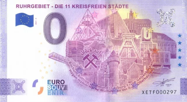 0 Euro Schein Ruhrgebiet  Souvenirschein Souvenir Null € Banknote