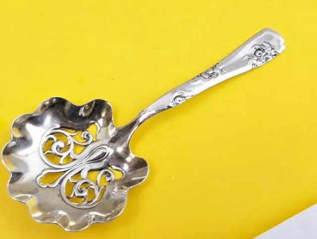 Roses & Scrolls / LaFrance 1890 Whiting Sterling Silver  Bon Bon / Nut Spoon